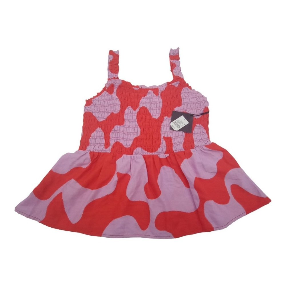 Ava & Viv Women's X Plus Size Smocked Peplum Red Abstract Tank Top